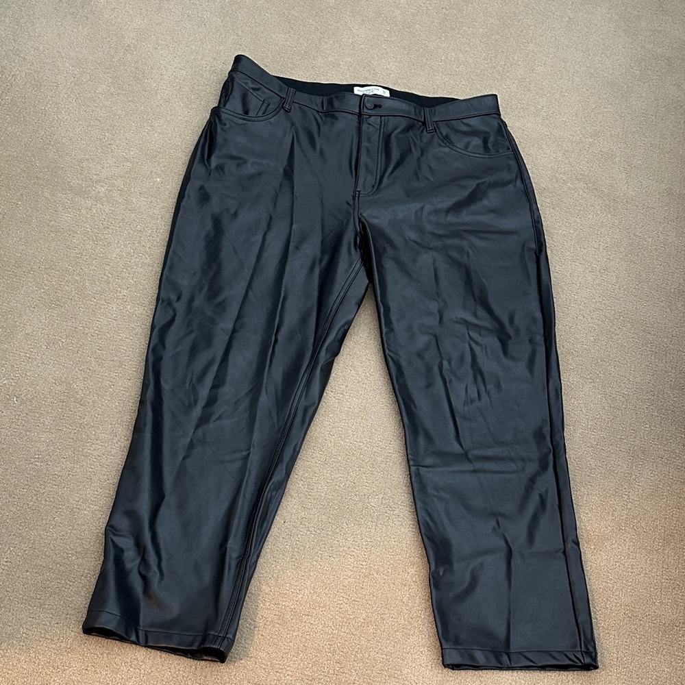 Abercrombie & Fitch Black Leather Look Pants- curve love
